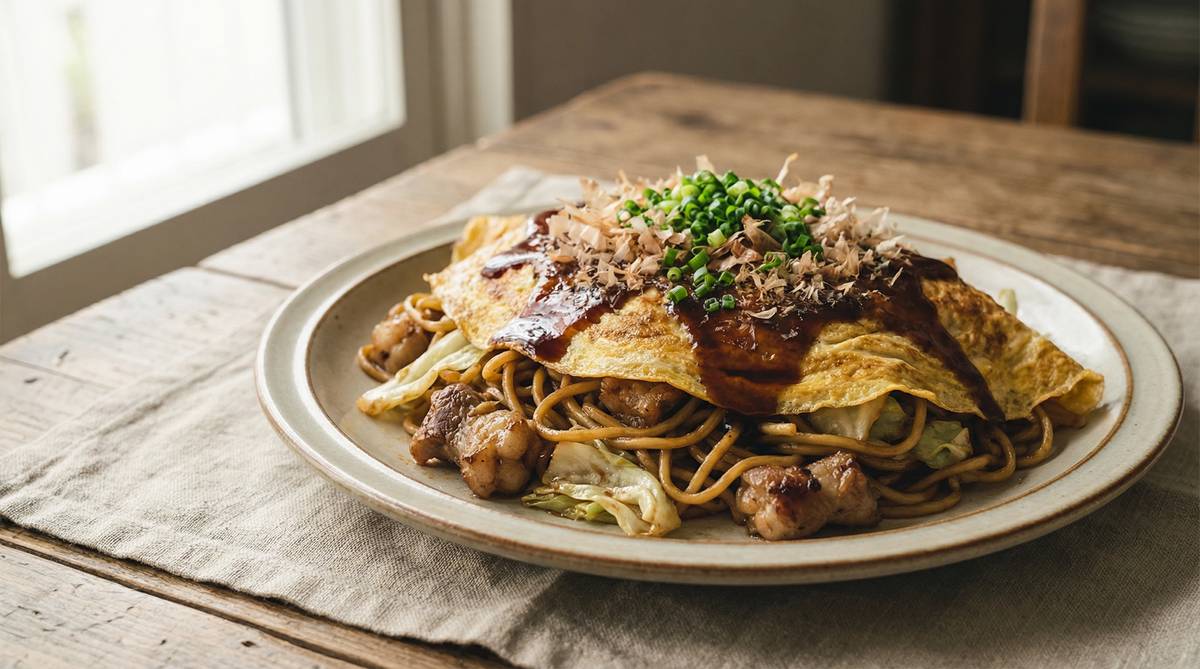 ホルモンオムそば